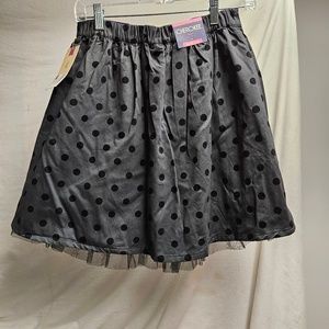 2for$20 NWT Cherokee black polka dot midi skirt with tulle elastic waist 14/16